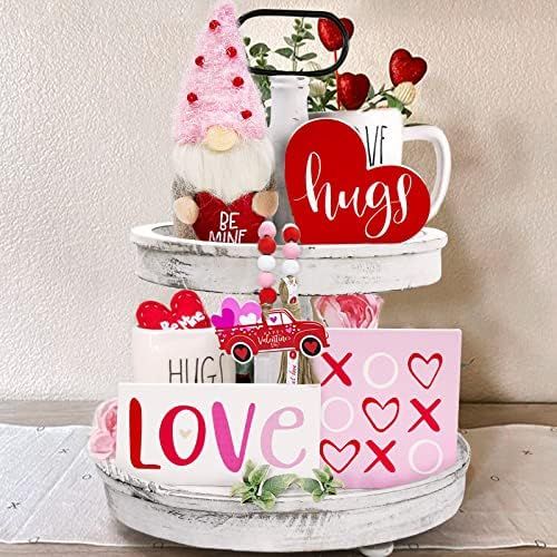 Valentines Day Decor - Valentines Day Decoration - XO Love Hugs Wooden Signs, Cute BE Mine Gnomes... | Amazon (US)