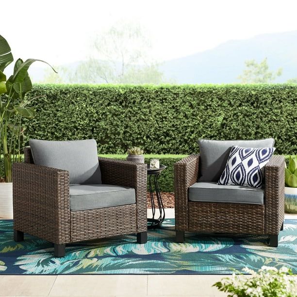 Better Homes & Gardens Brookbury 2-Count Outdoor Club Chair- Gray - Walmart.com | Walmart (US)
