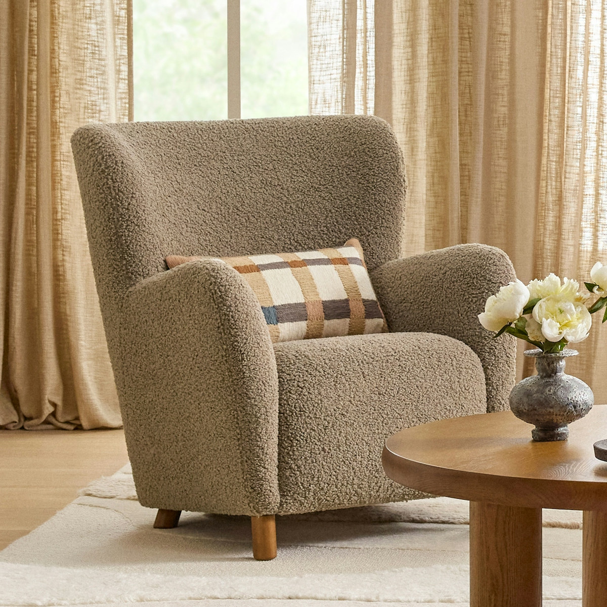 Archie 31.5" Lounge Chair - Short Shearling Taupe | Article
