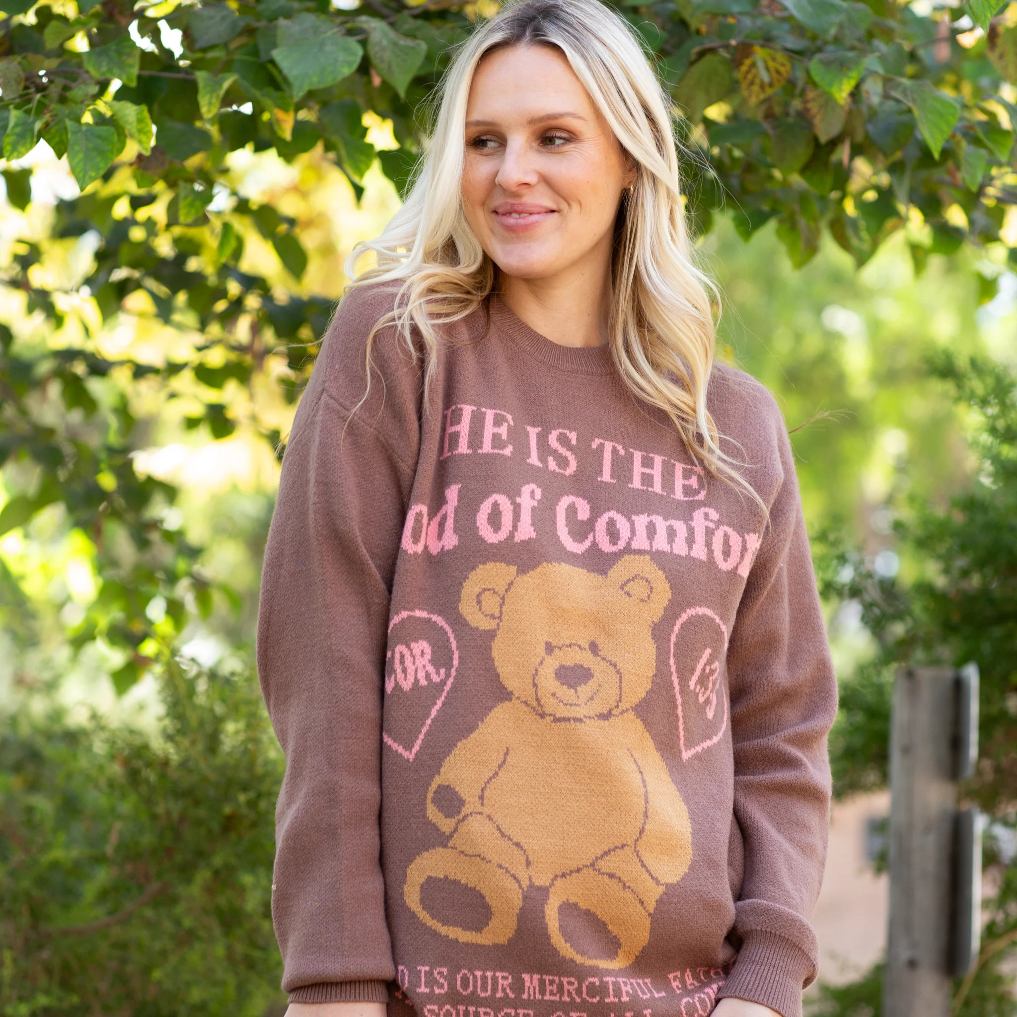 God of Comfort Jacquard Sweater | Gods Love Overcomes