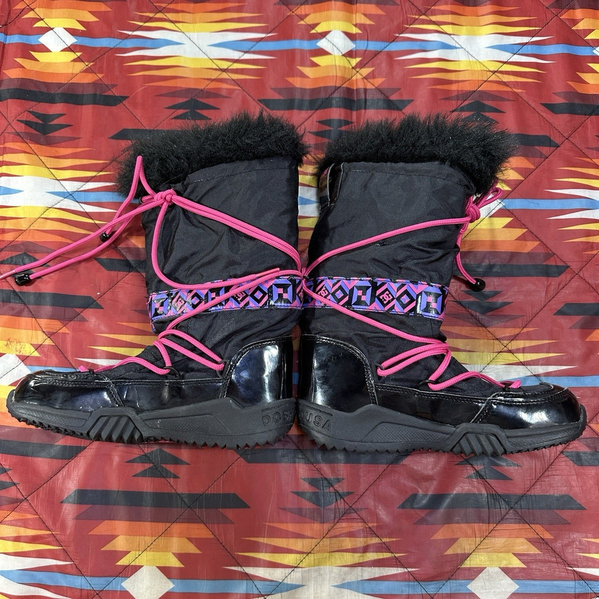 Vintage Y2K DC Boots Girls Medium 4-5 Chalet WR Black Fur Winter Water Resistant | eBay US