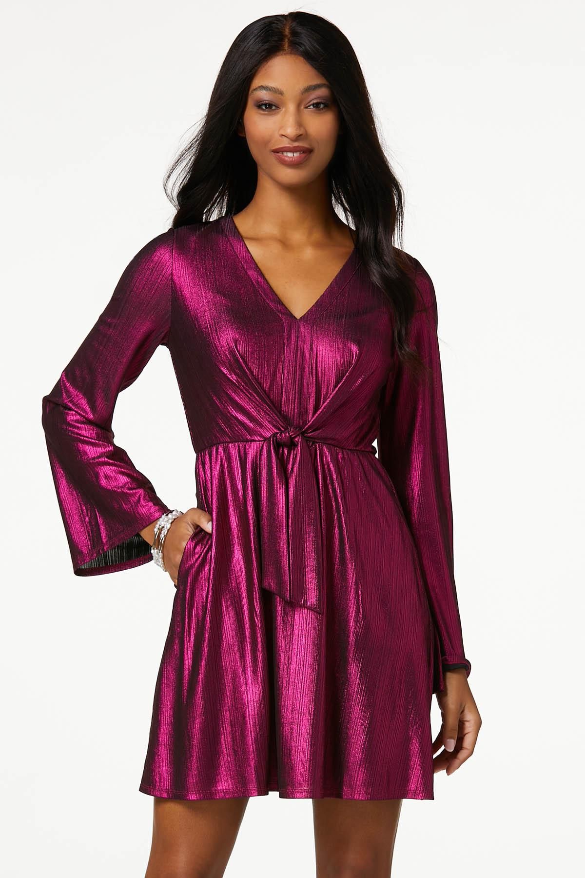 Metallic Cranberry Dress | Cato Fashions