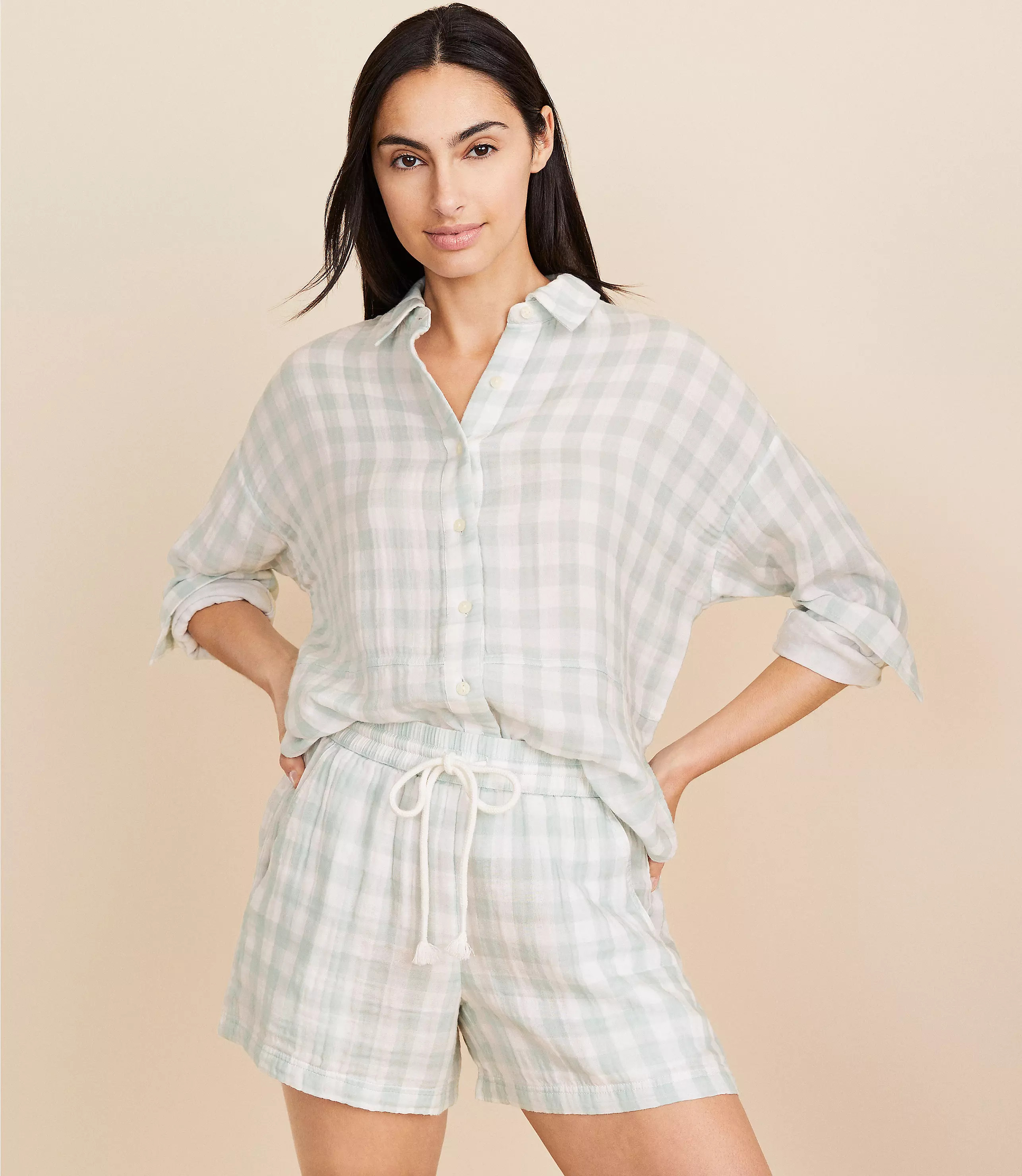 Lou & Grey Gingham Triple Cloth Shorts | LOFT