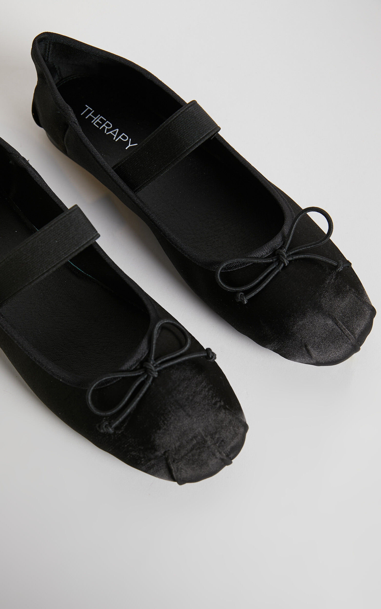 THERAPY - MYSTIC BALLET PUMPS in Black Satin | Showpo (ANZ)