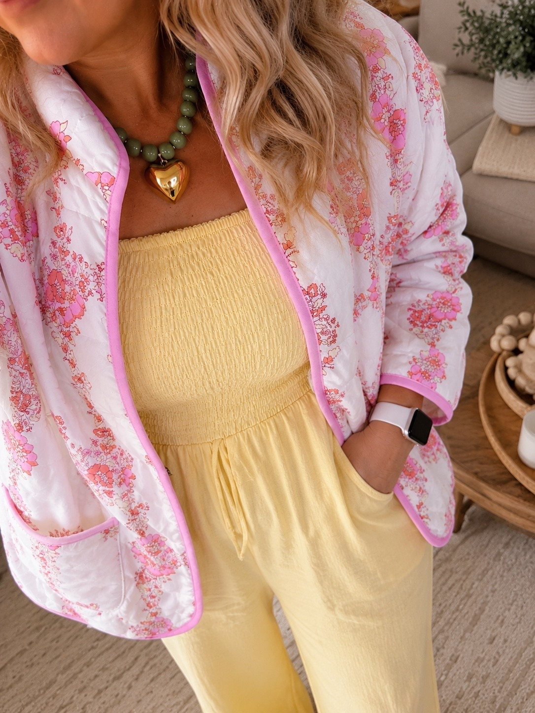Sunshine called… she said this might be my favorite work fit yet ☀️💛
    This yellow jumpsuit is SO comfy and easy to throw on, and the floral quilted jacket makes the whole outfit feel extra cute + polished for work days 🌸 #LTKStyle #AmazonFashion #WorkWearStyle #SpringStyle #BrightStyle #LTKFinds
