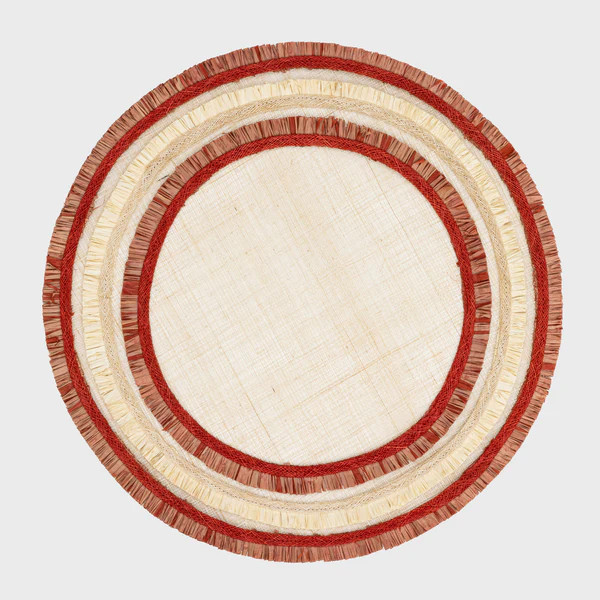Ruffle edge straw placemat, red, set of four | Joanna Buchanan