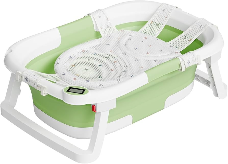 Collapsible Baby Bathtub,Baby Bath Tub with Soft Cushion & Thermometer,Baby Bathtub Newborn to To... | Amazon (US)