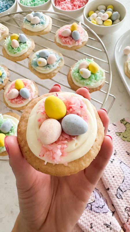 Easter Egg Nest Sugar Cookies! 

Easy to make and a fun Easter activity with your kids! I used pre-made sugar cookie dough, white frosting, coconut flakes, food coloring, and mini Cadbury eggs! #eastercookies #cadburyeggs 

#LTKparties #LTKhome #LTKSeasonal