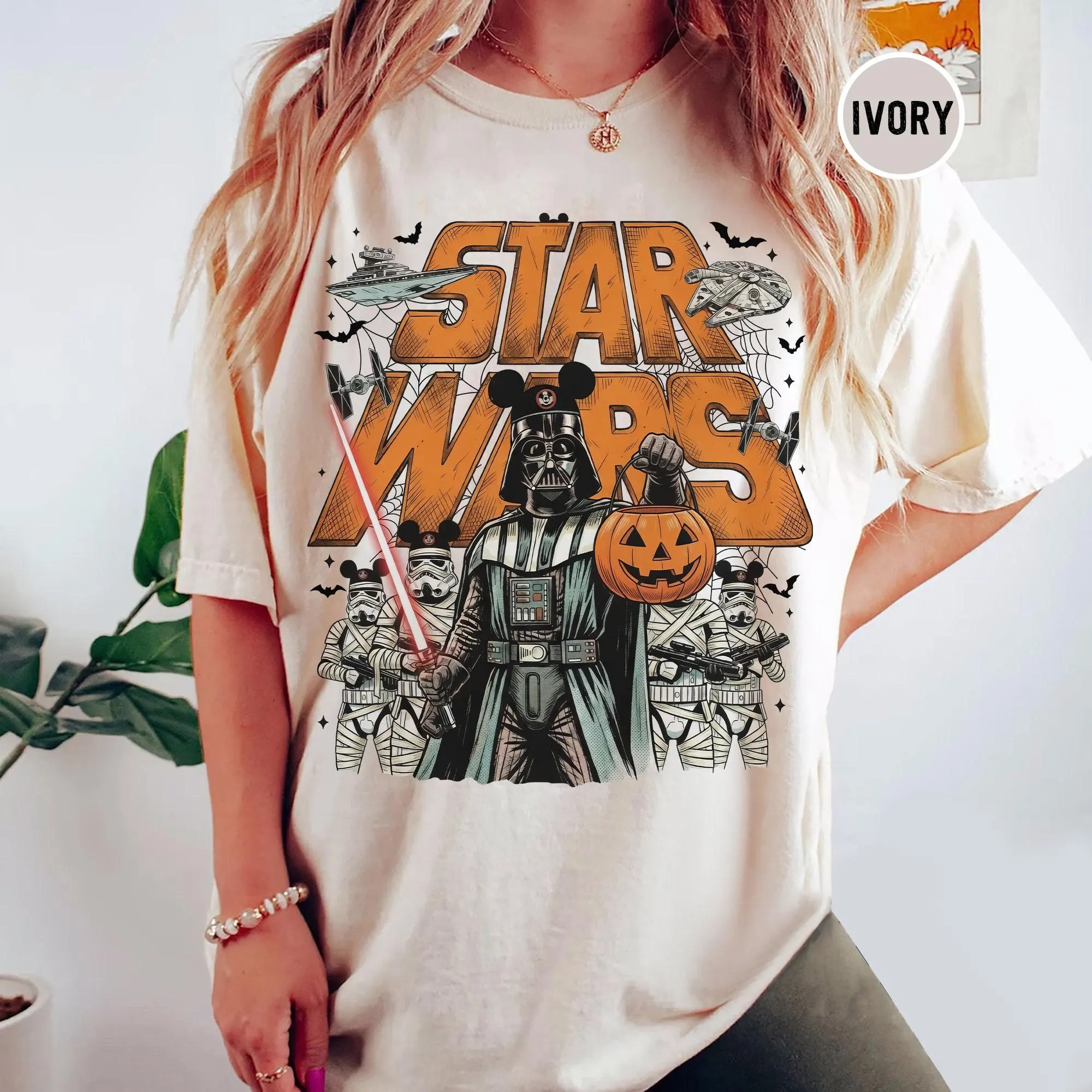 Retro Star Wars Mashup Halloween Shirt, Darth Vader & Stormtrooper Mickey Ears Trick-or-Treat Pumpkin Tee, Spooky Disney Family Trip Outfit | Etsy (Global)