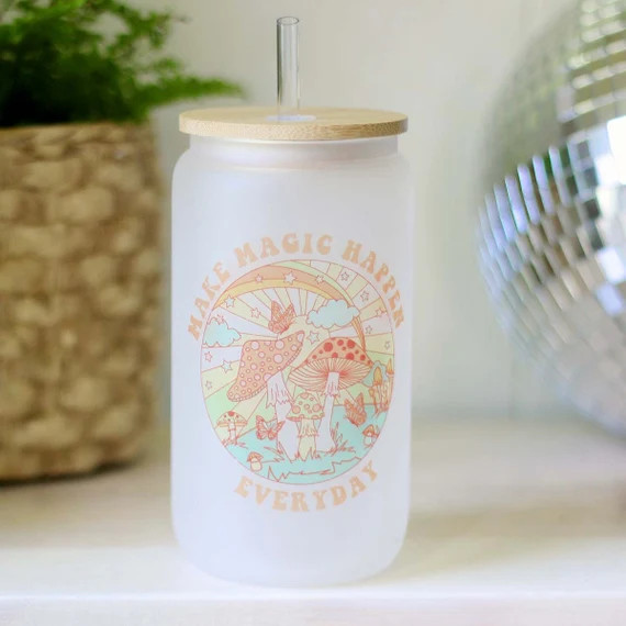 Magic Mushrooms Beer Can Glass  Iced Coffee Glass  Glass | Etsy | Etsy (US)