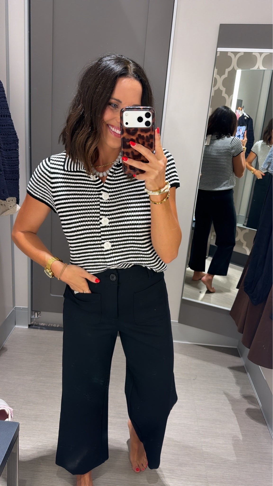 Target is seriously stepping it up!! 🎯 This striped button-front top with the black wide leg pants is such a cute, easy outfit that looks way more expensive than it is. Perfect for work, dinner or just when you want to feel a little more put together! Wearing an XS 🖤

#targetstyle #targetfinds #targetfashion #targetoutfit #affordablefashion #workwear #casualstyle #everydayoutfit #ltkfashion #ltkunder50