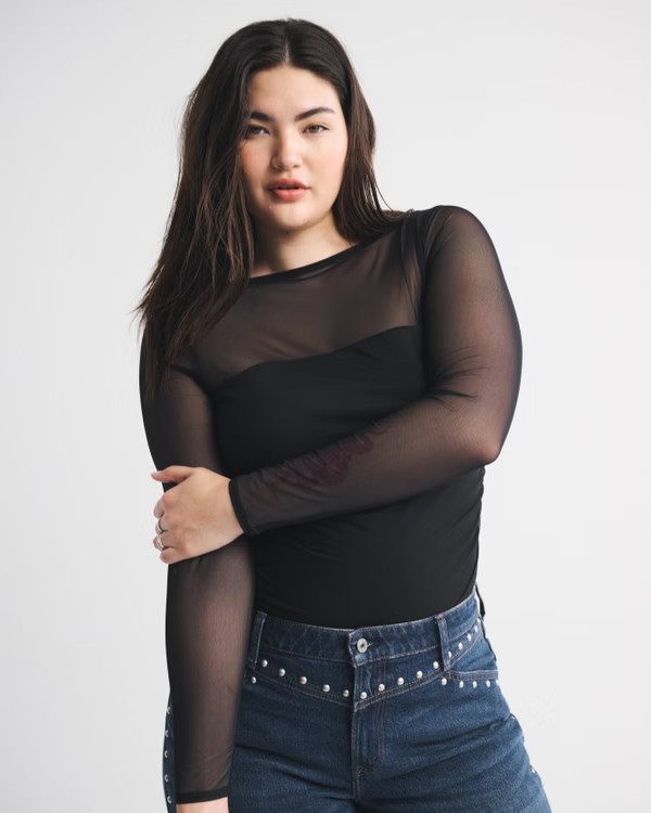 Bra-Free Long-Sleeve Open-Back Hardware Bodysuit | Abercrombie & Fitch (US)