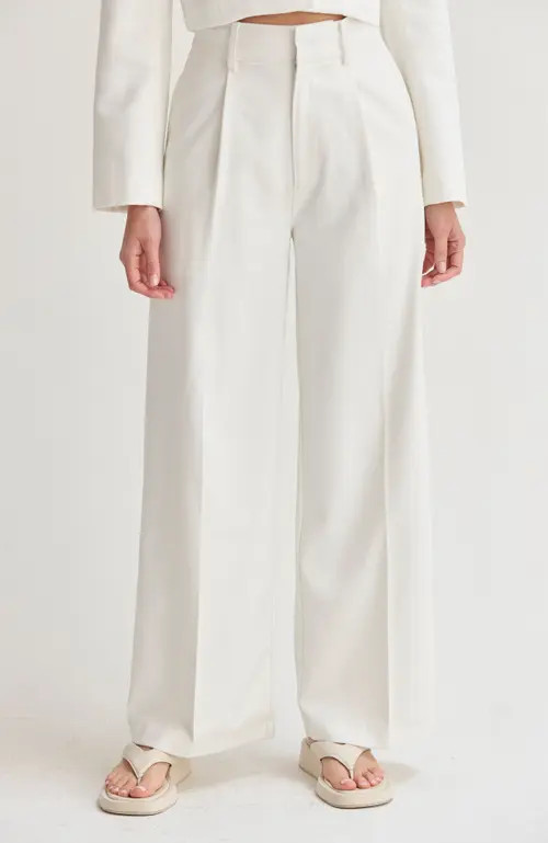 CRESCENT Tailored Wide Leg Trousers in White at Nordstrom, Size Large | Nordstrom