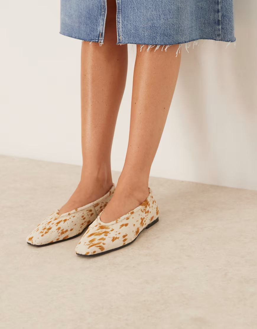 ASOS DESIGN Lupin premium chisel toe ballets in deer print-Multi | ASOS (Global)