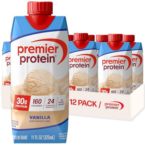 Premier Protein Shake, Vanilla, 30g Protein, No Added Sugar, 24 Vitamins & Minerals to Support Immune Health, 11 fl oz, 12 Pack | Amazon (US)