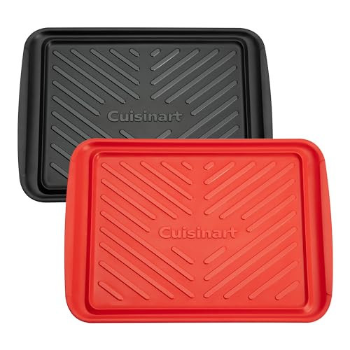 Cuisinart Grilling Prep and Serve Trays, 18.1x10.5 inch Large BBQ Trays Safe for Food Handling, 2 Dishwasher Safe Nesting Trays Black/Red, Perfect Grilling Tray for Cooked and Raw Meat, Fits 9 Burgers | Amazon (US)