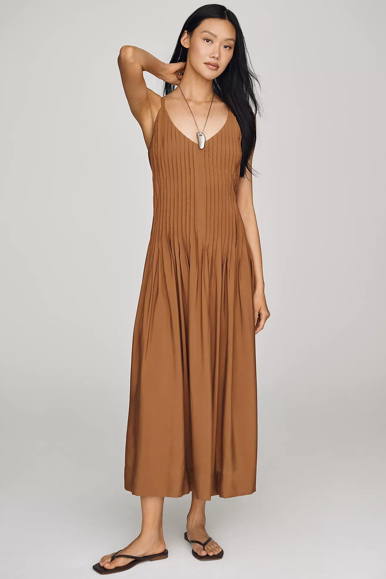 Moon River Pleated Midi Dress | Anthropologie (US)