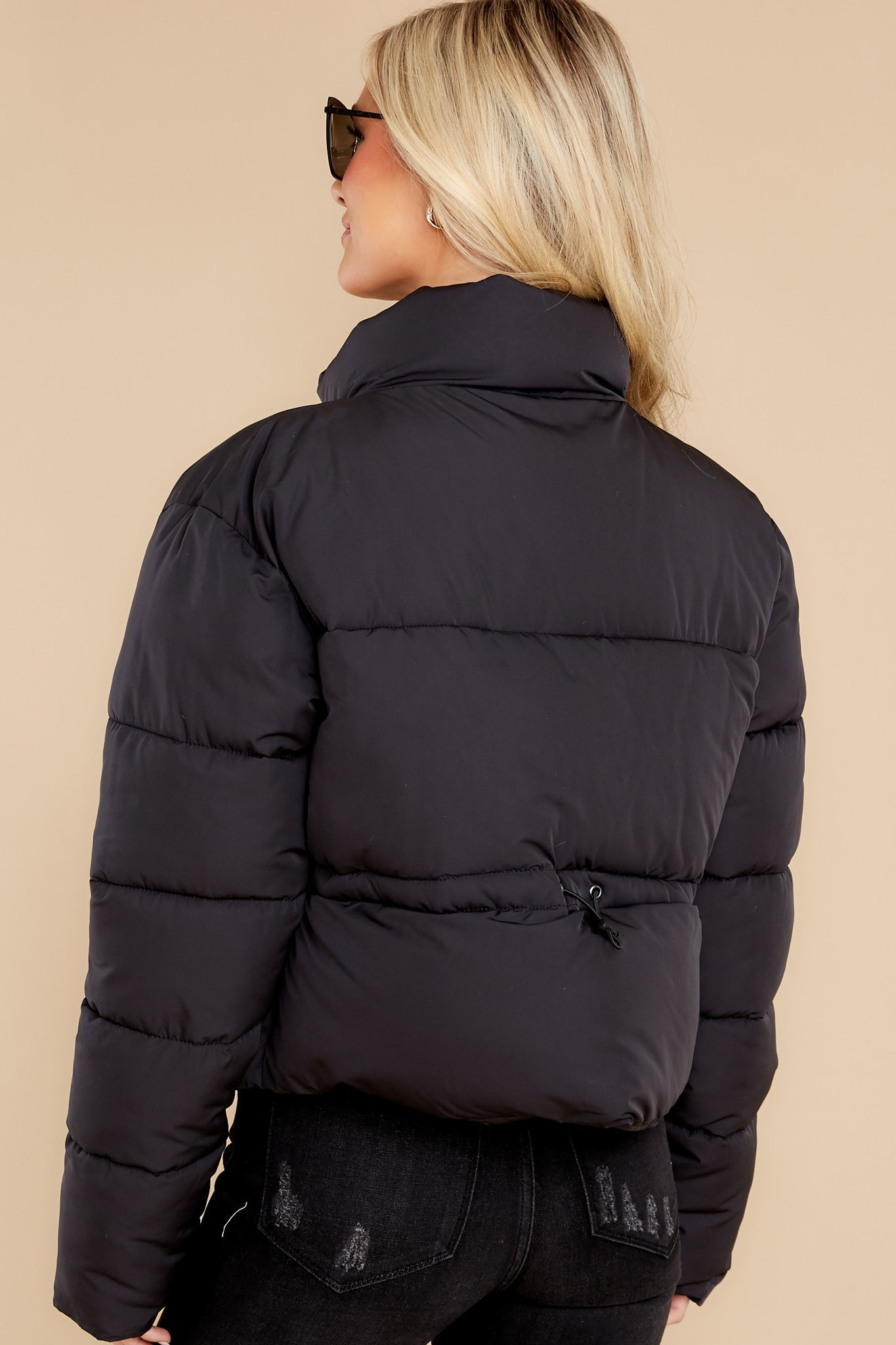 Morning Walks Black Puffer Jacket | Red Dress 