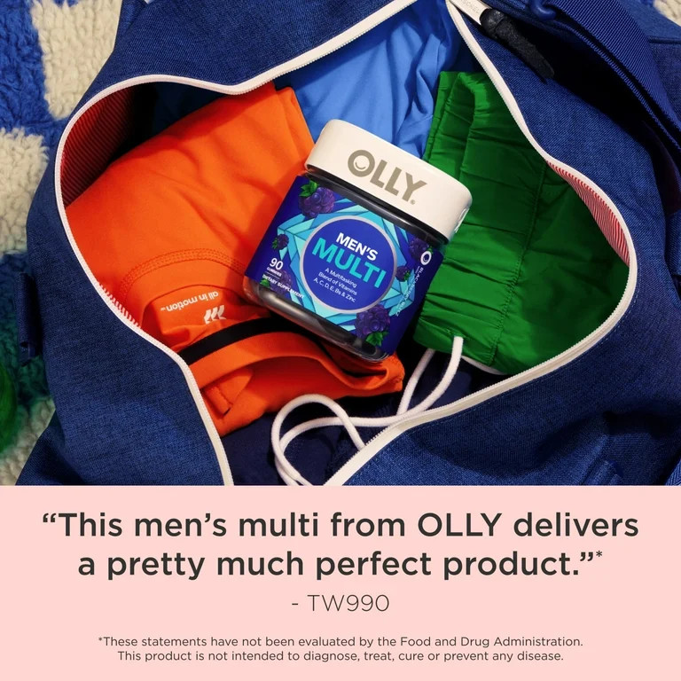 OLLY Men's Multivitamin Gummy, Vitamin A, C, D, E, B, Zinc, Wellness Supplement, 90 Ct | Walmart (US)