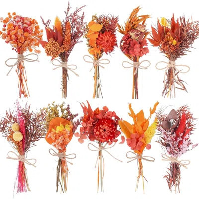 10 Pack Fall Decor Dried Flowers Bouquets Burnt Orange Flowers With Stems Natural Dried Flowers For Small Vase Fall Decorations For Home Floral Arrang | Wayfair North America