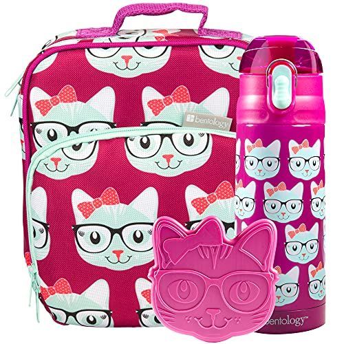 Bentology Kids Lunch Bag Set, Kitty- Includes Padded, Insulated Tote,Reusable Hard Ice Pack & Ins... | Target