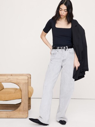 Sculpted-Stretch Square-Neck Top | Banana Republic (US)