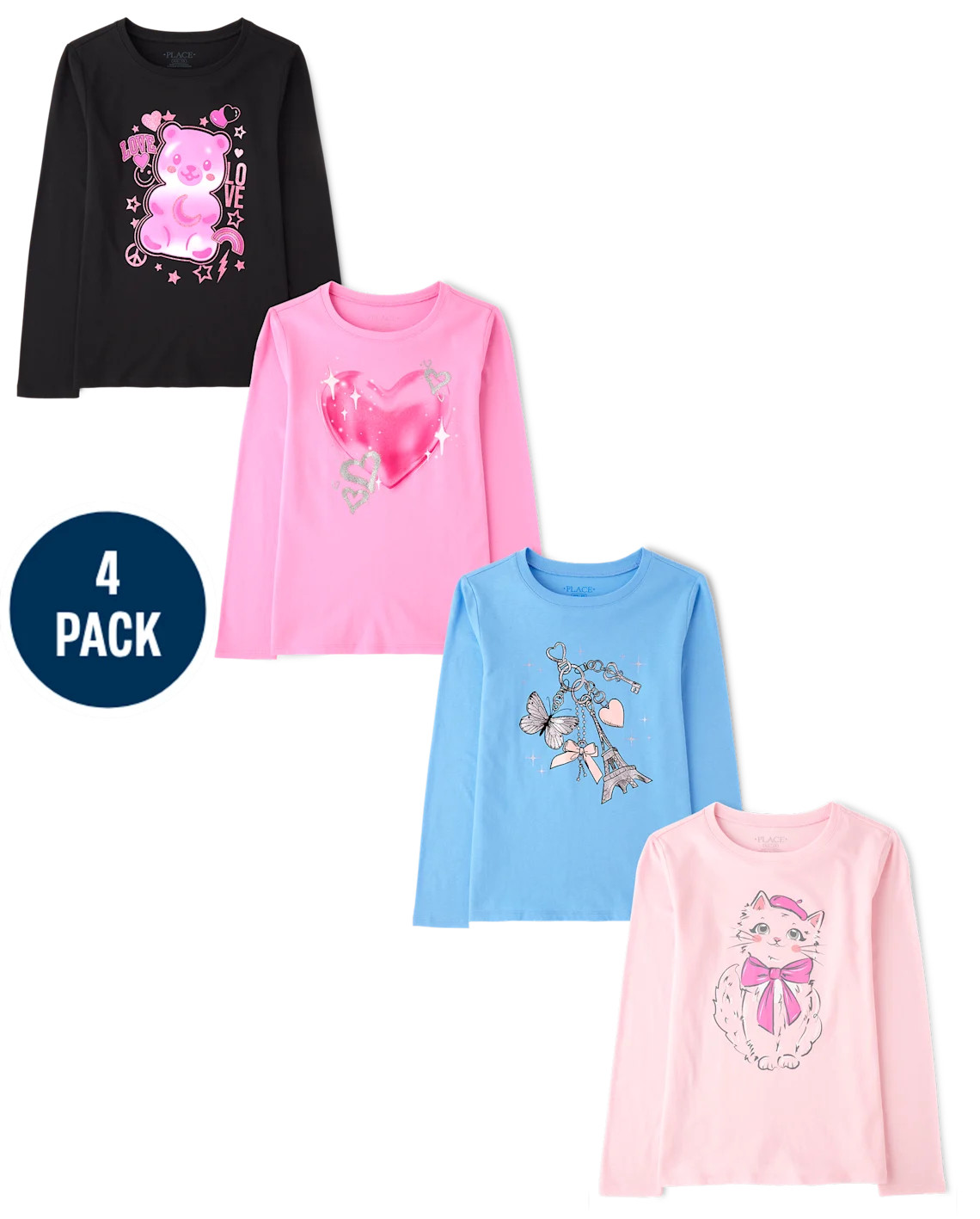 Girls Heart Graphic Tee 4-Pack - multi | The Children's Place