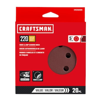 CRAFTSMAN Craftsman 20 -Piece Aluminum oxide 220 -Grit Disc Sandpaper | Lowe's