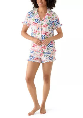 Crown & Ivy Women's Shirt and Shorts Print Pajama Set, Small | Belk