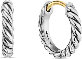 Sculpted Cable Micro Huggie Hoop Earrings in Sterling Silver, 12mm | Nordstrom