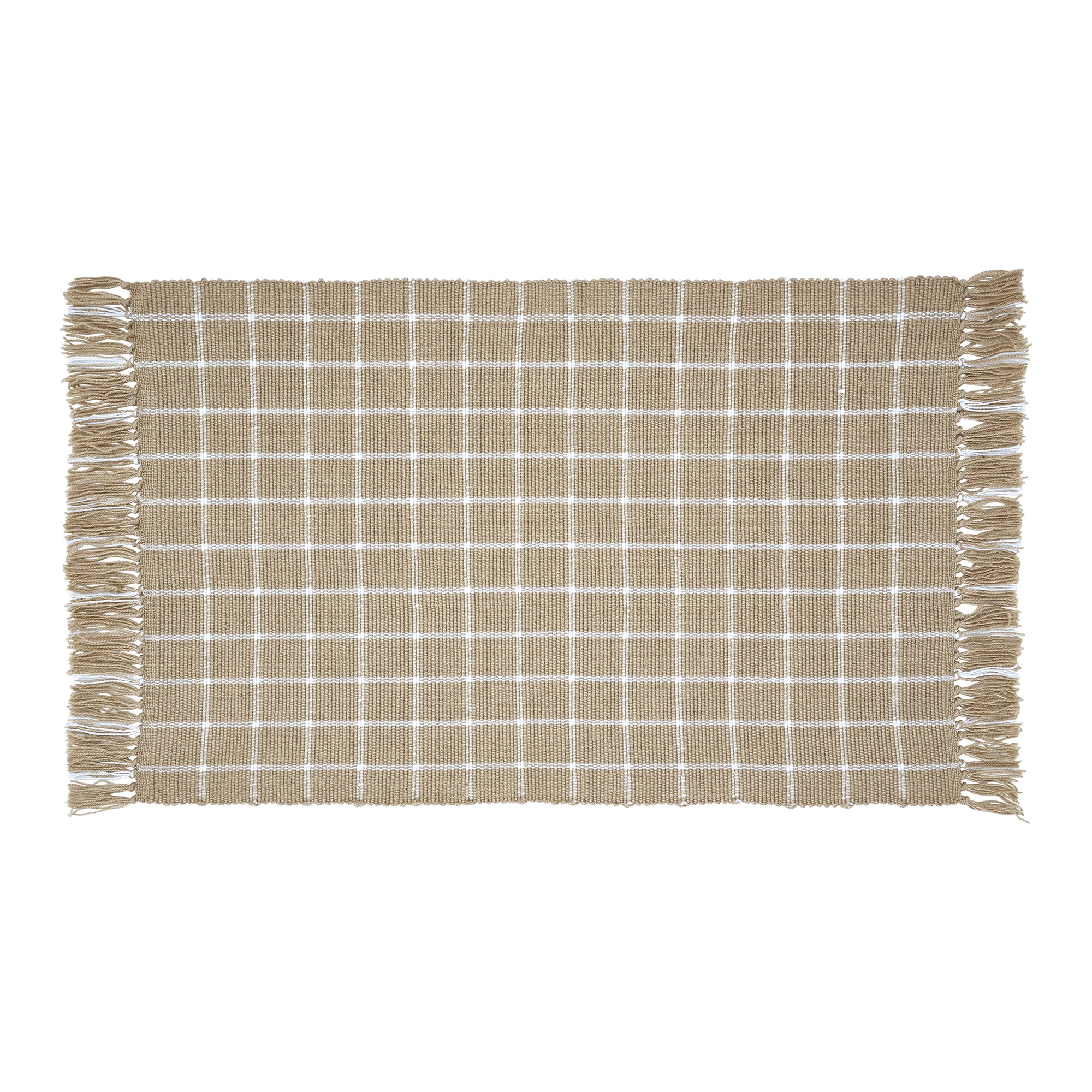 My Texas House Tan Windowpane Fringe Indoor/Outdoor Layering Rug, 24" x 38" | Walmart (US)
