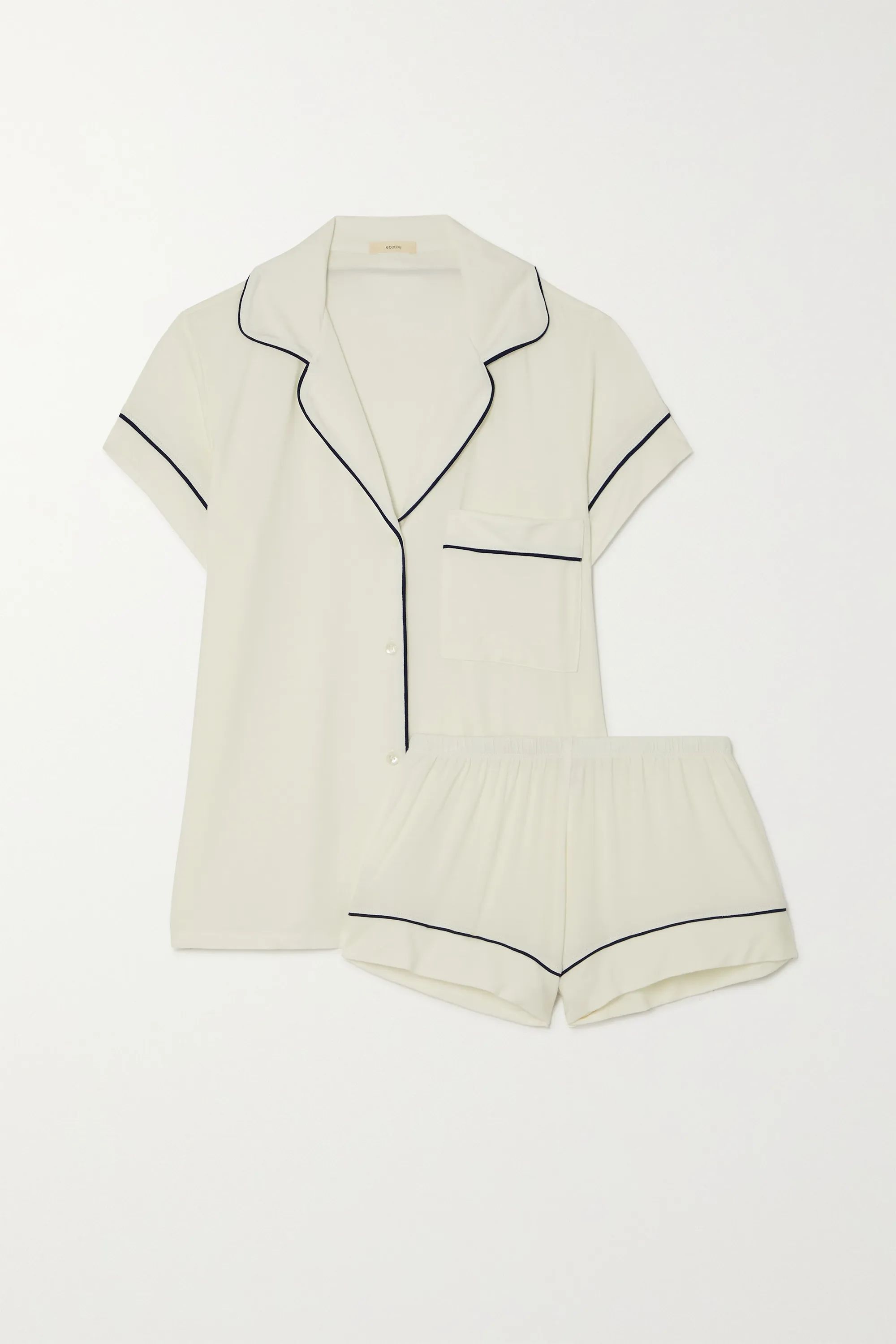 Ivory Gisele piped stretch-modal pajama set | Eberjey | NET-A-PORTER | NET-A-PORTER (US)