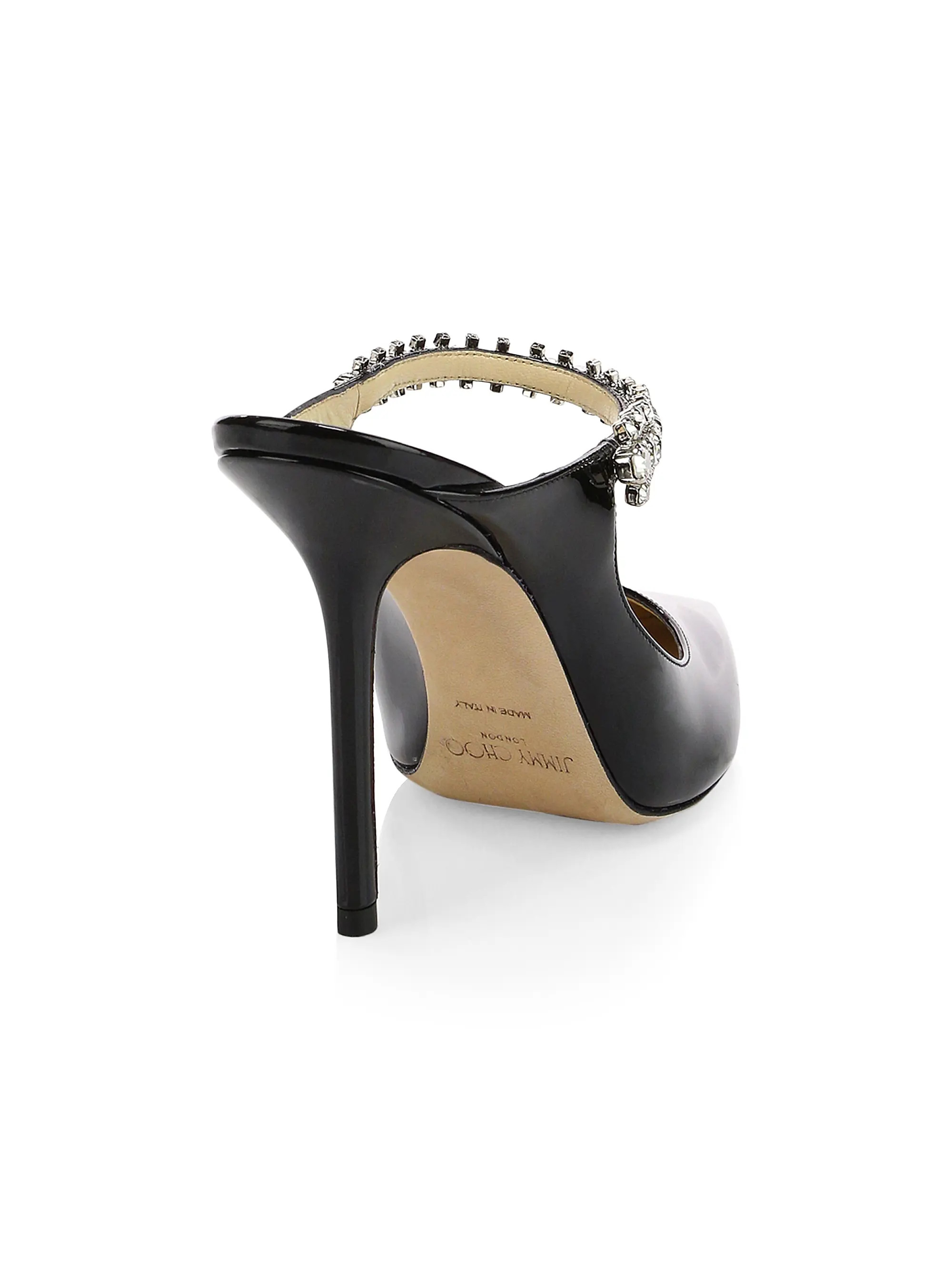 Jimmy Choo Bing 100MM Embellished Patent Leather Mules | Saks Fifth Avenue | Saks Fifth Avenue