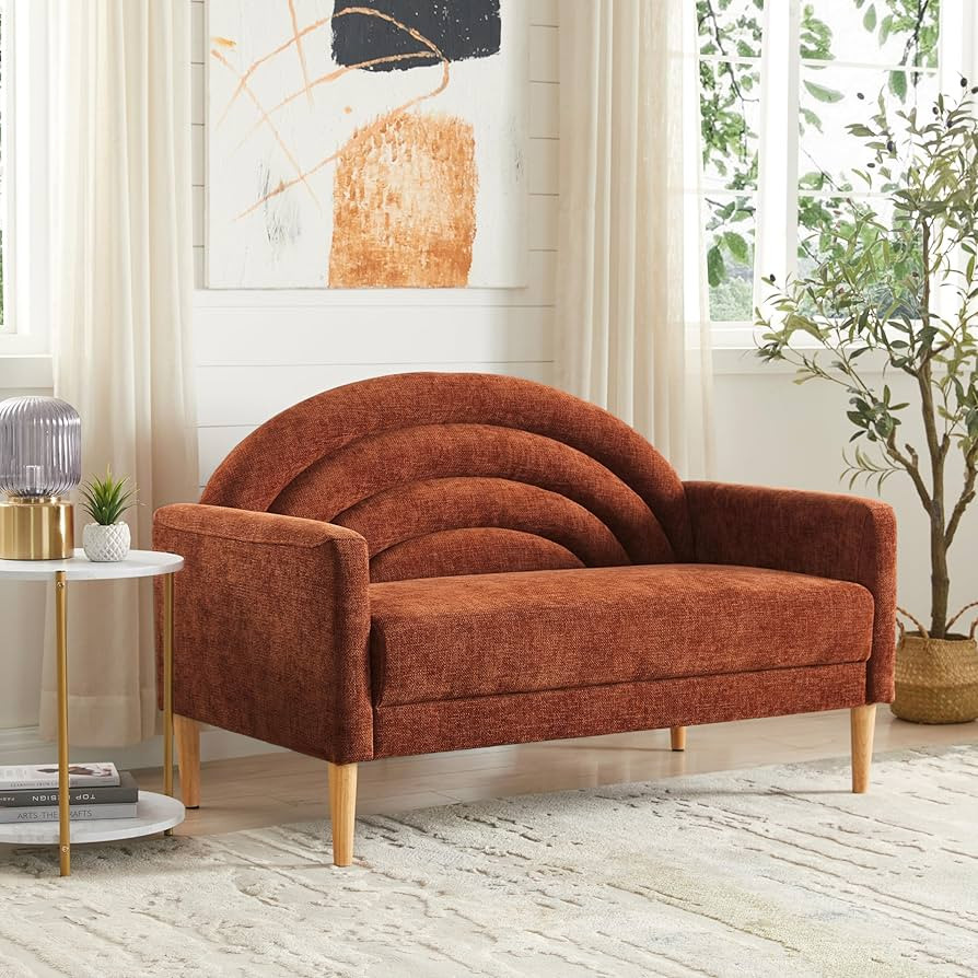 49" Small Loveseat Sofa for Small Spaces, Office Couch, Ocher Orange | Amazon (US)