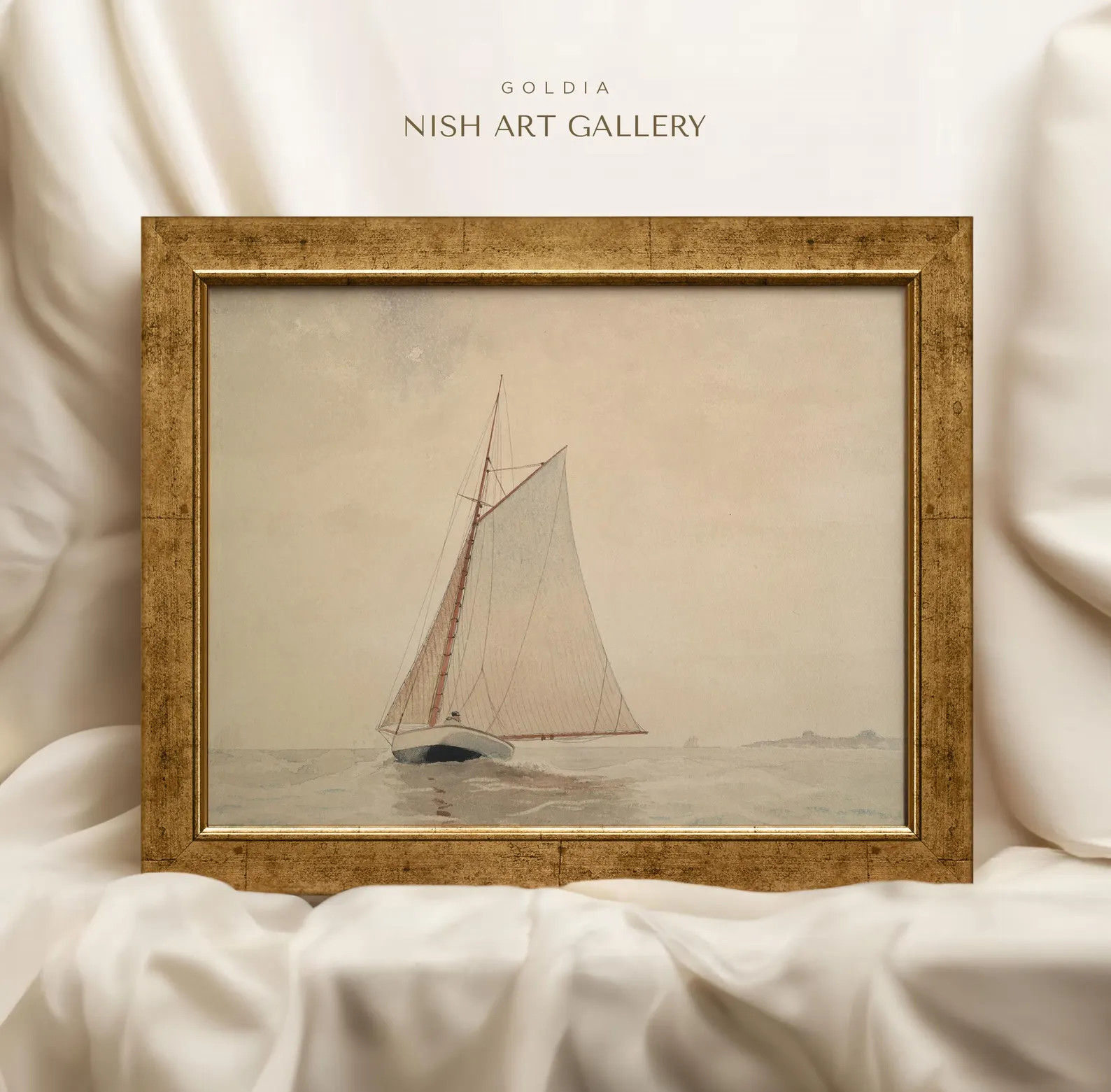 Vintage Sailboat Painting: Ornate Gold Frame, Seascape Art Print #46 | Etsy (US)