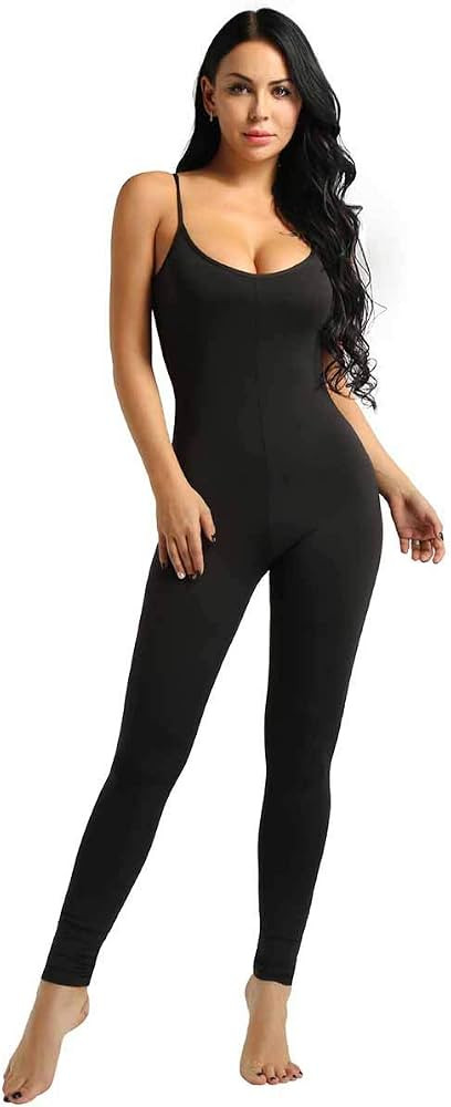 Aislor Women's Sleeveless Tank Unitard Bodysuit Solid Spandex Spaghetti Straps Leotard Jumpsuit | Amazon (UK)