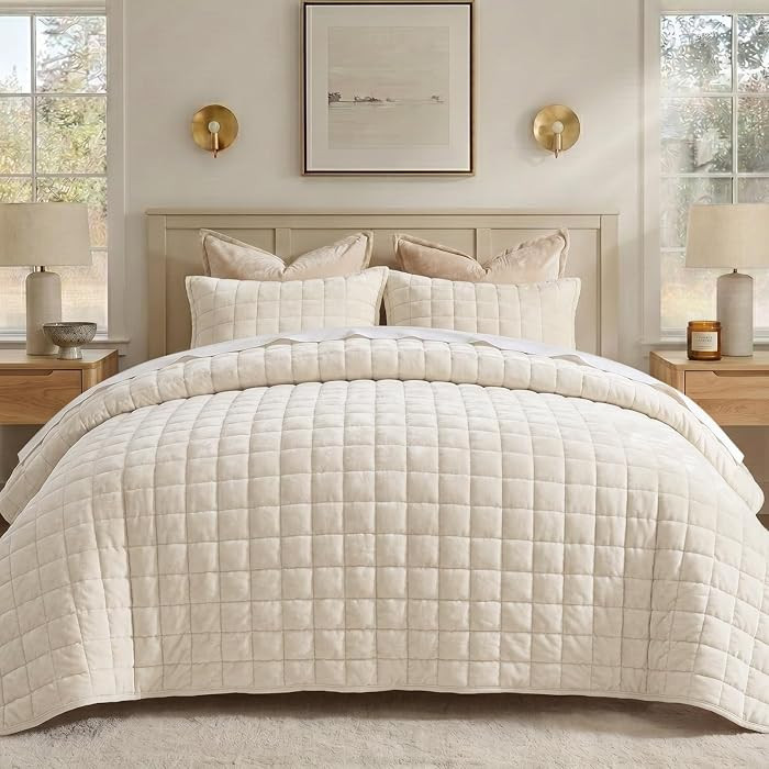 BEDELITE Velvet Quilt Set Queen Size, Luxury Velvet Comforter Bedding | Amazon (US)