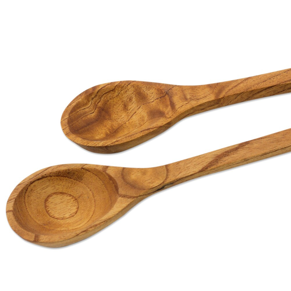 Handmade Set of 2 Cedar Wood 'Exquisite Nature' Serving Spoons (Guatemala) (Solid) | Bed Bath & Beyond