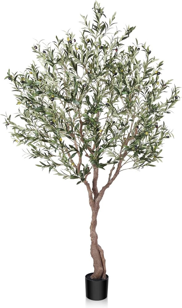LOMANTO Olive Trees Artificial Indoor, 7Ft Artificial Olive Plants, Tall Faux Olive Tree, Fake To... | Amazon (US)