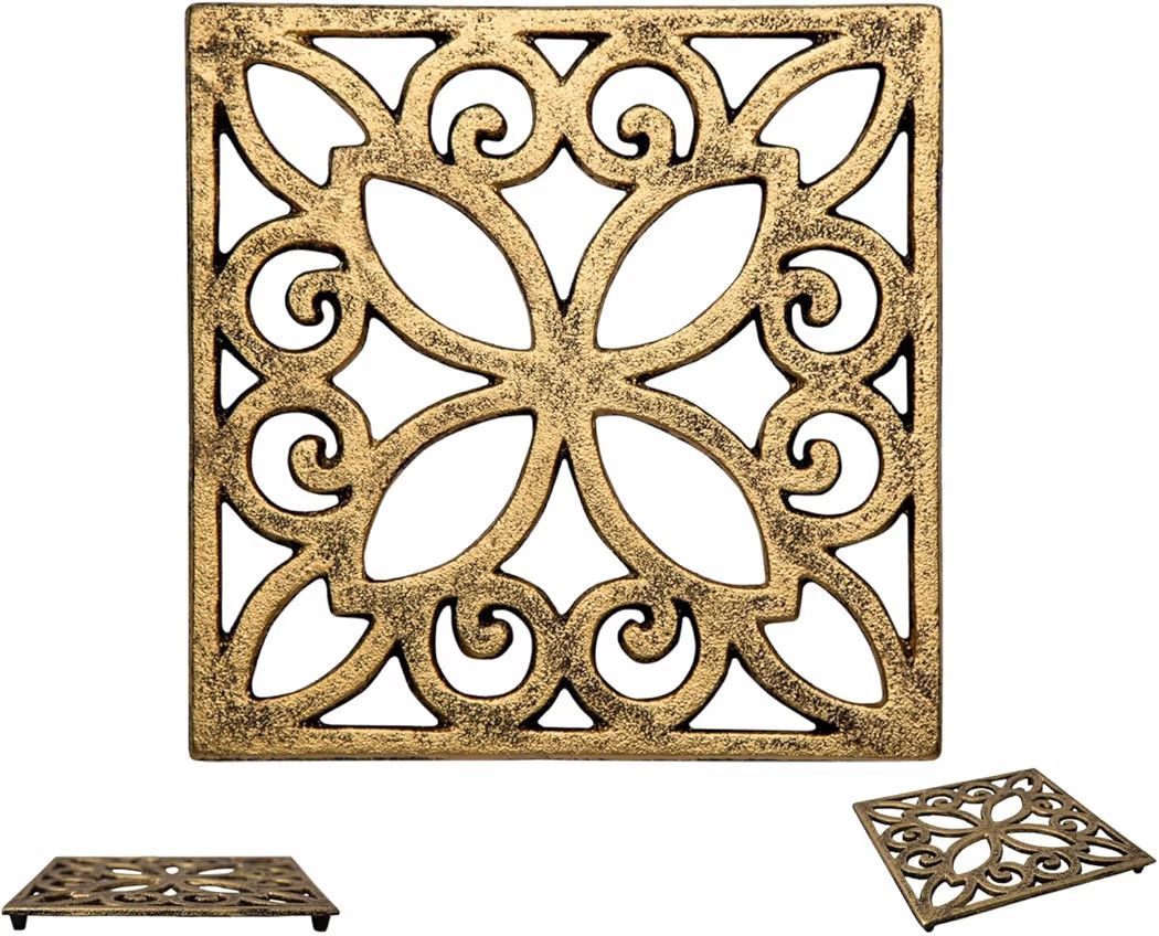 Comfify Decorative Cast Iron Trivet for Kitchen or Dining Table – Square with Vintage Pattern ... | Amazon (US)