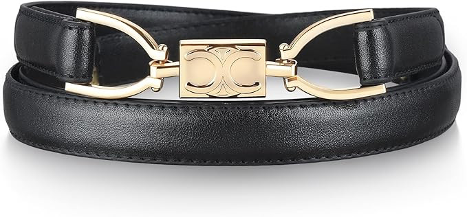 LIUYULIN Women Leather Belts for Dress Jeans Belt with Gold Buckle Skinny Waist Adjustable Belts ... | Amazon (US)
