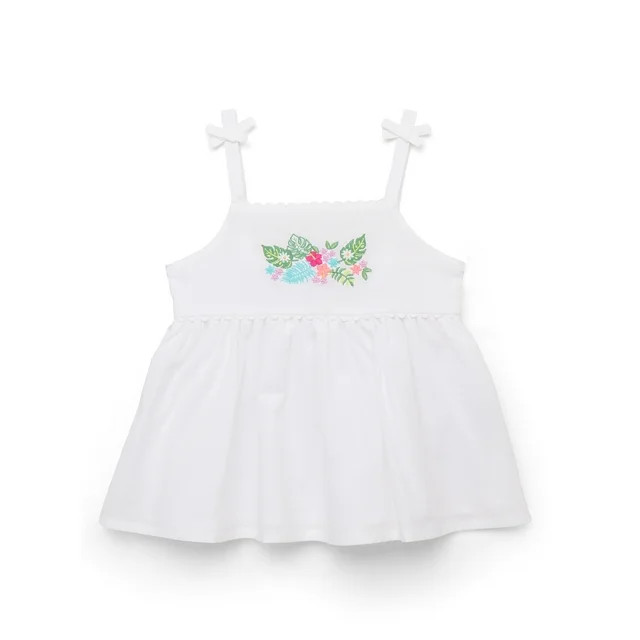 Wonder Nation Toddler Girls Cotton Peplum Cami Top with Embroidery, Sizes 12M-5T | Walmart (US)