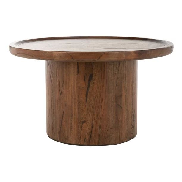 SAFAVIEH Devin Solid Round Pedestal Coffee Table, Dark Brown - Walmart.com | Walmart (US)
