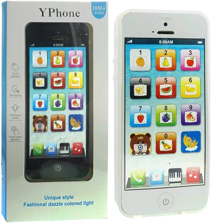 Cooplay White Music Y-Phone Phone Toy Mobile Learning English Letters Fruits Toy LED Play Cellpho... | Amazon (US)