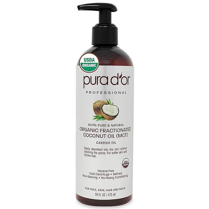 PURA D’OR Organic Fractionated Coconut Oil (16oz / 473ml) USDA Certified 100% Pure & Natural MC... | Amazon (US)