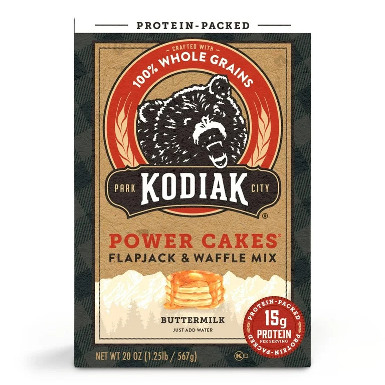 Kodiak Protein-Packed Power Cakes Buttermilk Flapjack and Waffle Mix, 20 oz Box | Walmart (US)
