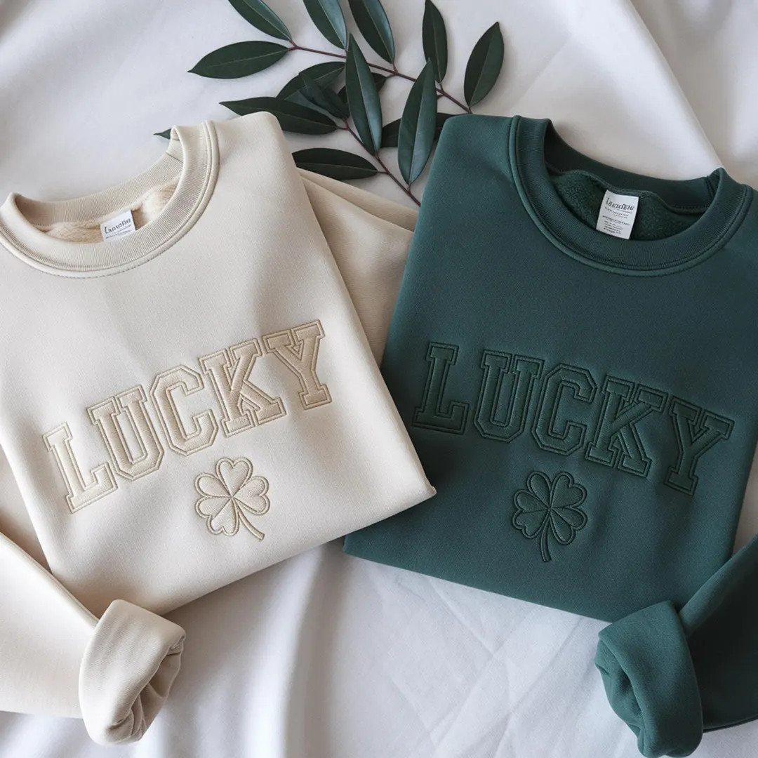 Embroidered Lucky Clover Sweatshirt, St Patrick's Day Crewneck - Etsy | Etsy (US)