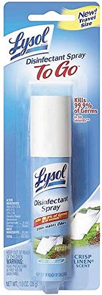 Lysol Disinfectant Spray To Go, Crisp Linen, 1 Ounce | Amazon (US)