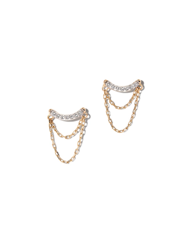 Nora 14k Yellow Gold Stud Earrings in White Diamond | Kendra Scott
