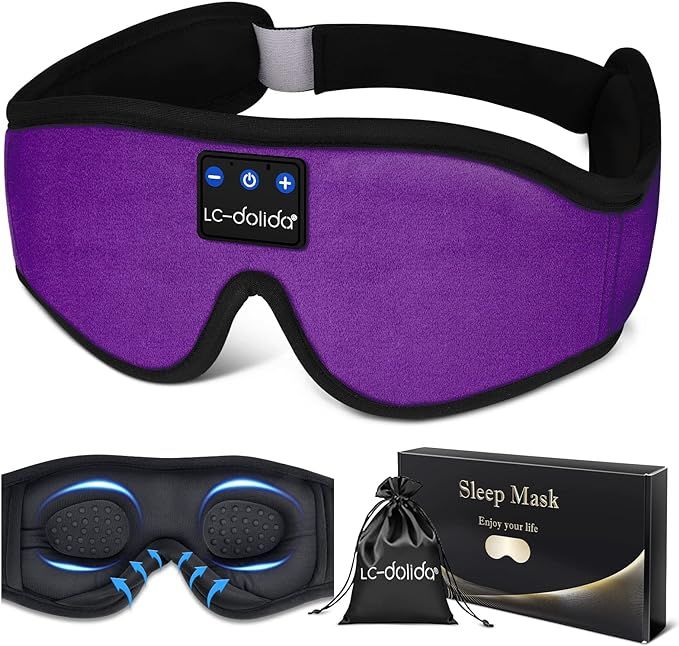 Sleep Mask with Bluetooth Headphones,LC-dolida 3D Music Bluetooth Sleeping Eye Mask Wireless Slee... | Amazon (US)